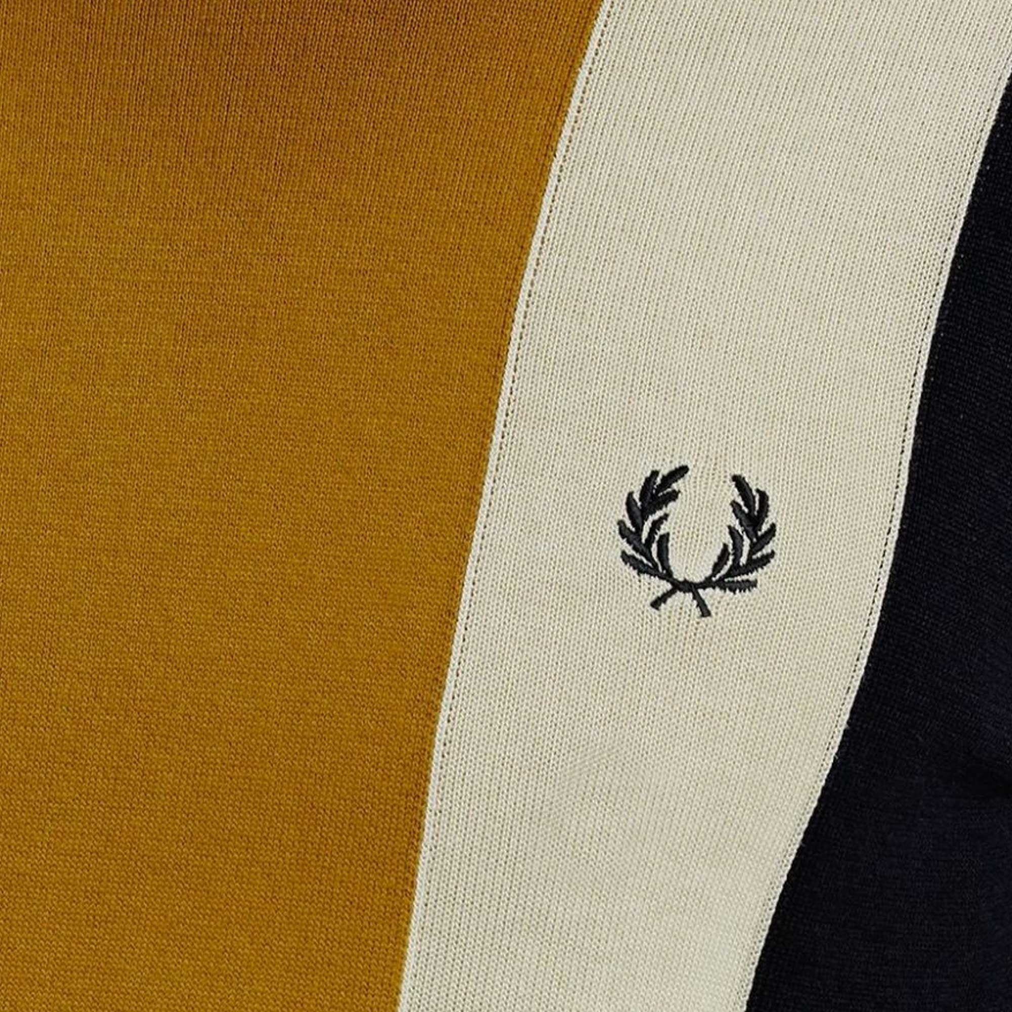 Fred Perry K7853 Striped Fine Knit T-Shirt - Black and Oat