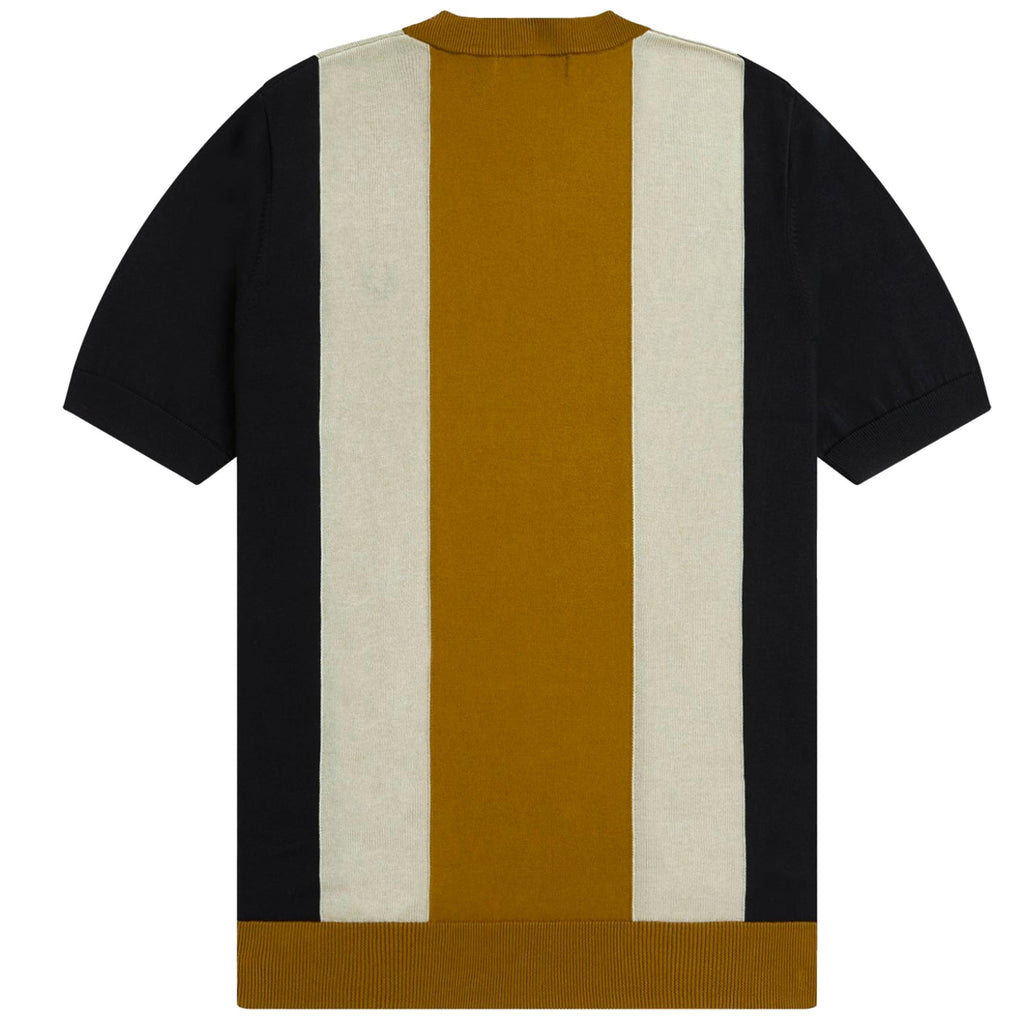 Fred Perry K7853 Striped Fine Knit T-Shirt - Black and Oat