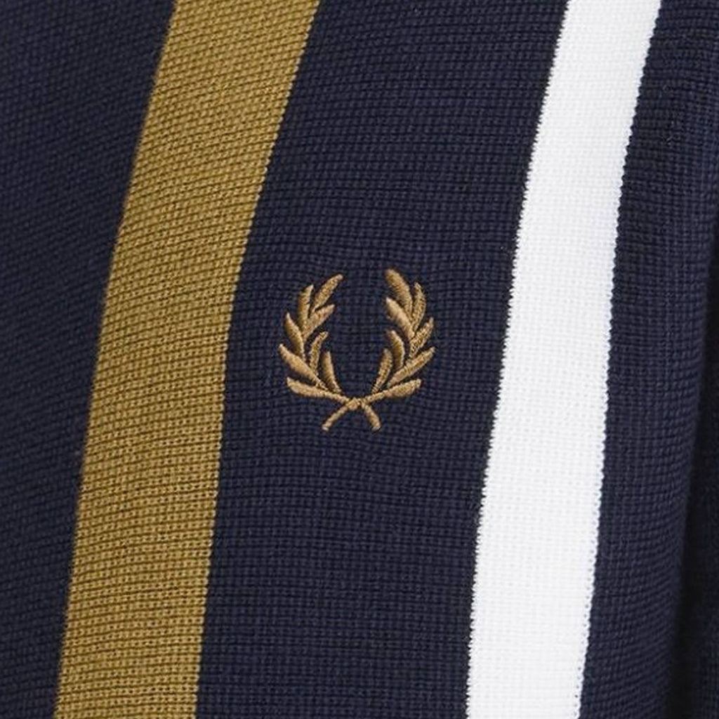 Fred Perry K7621 Striped Knitted Track Jacket - Navy