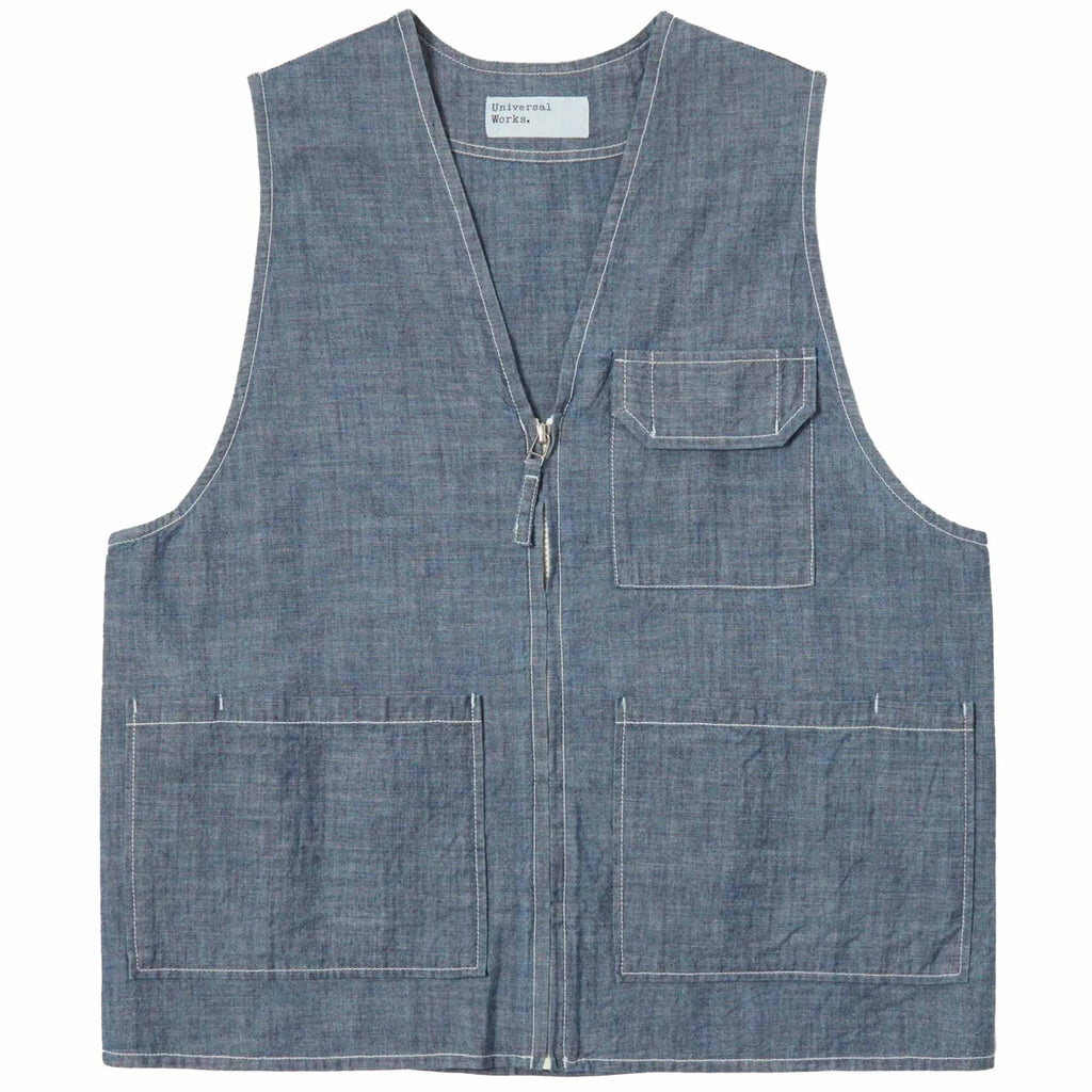 Universal Works Marine Gilet - Indigo Chambray