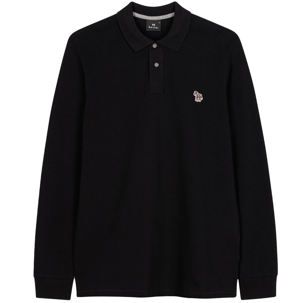 Paul Smith Long-Sleeve Zebra Logo Polo Shirt - Black