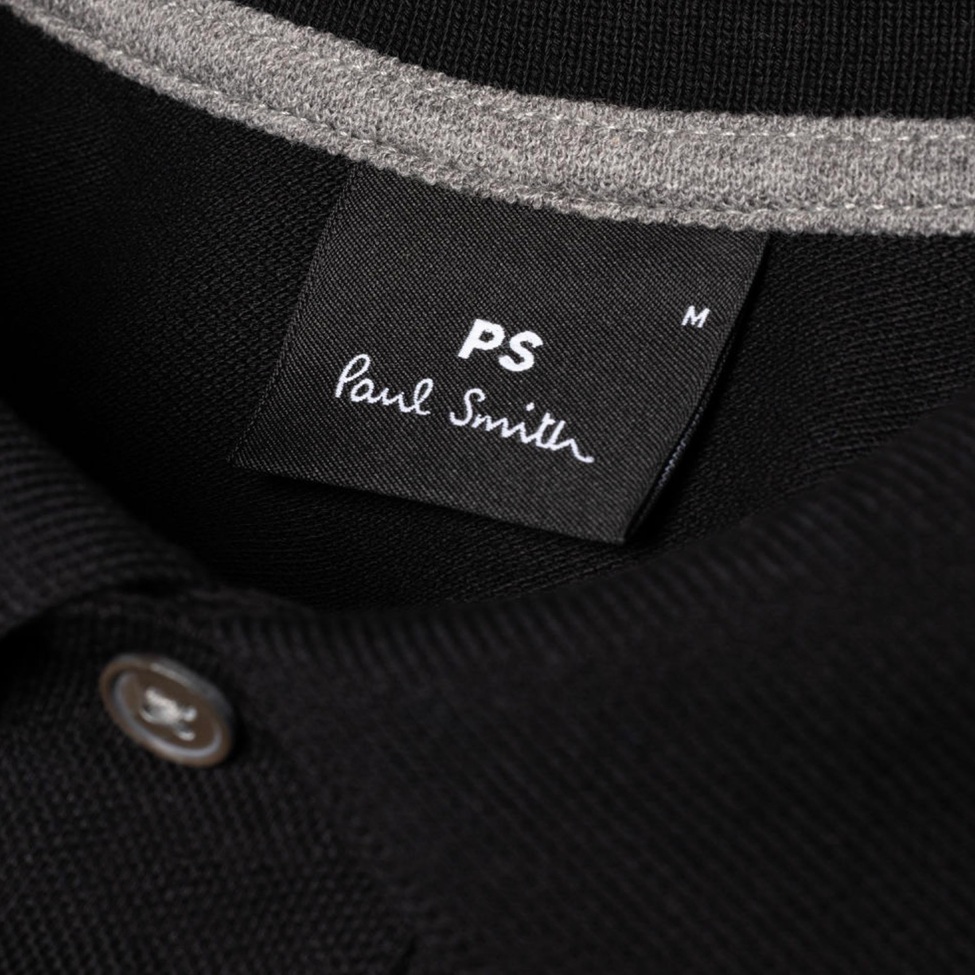 Paul Smith Long-Sleeve Zebra Logo Polo Shirt - Black