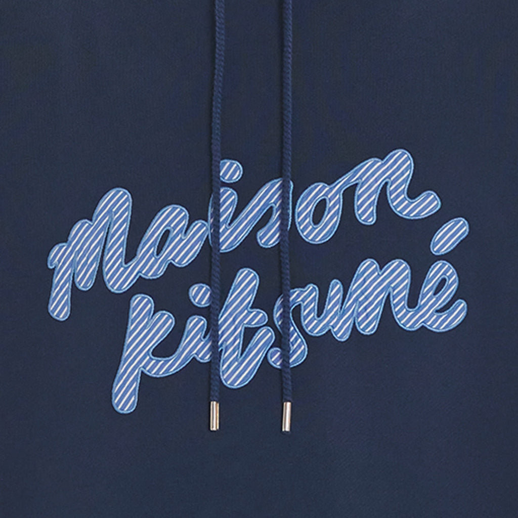 Maison Kitsune Handwriting Oversized Hoodie - Ink Blue