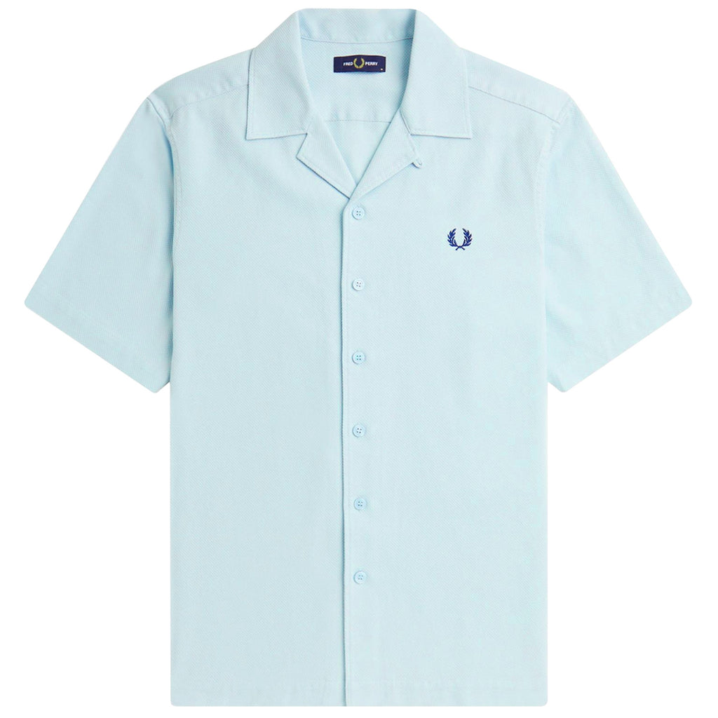 Fred Perry M7774 Piqu  Texture Revere Collar Shirt - Light Ice