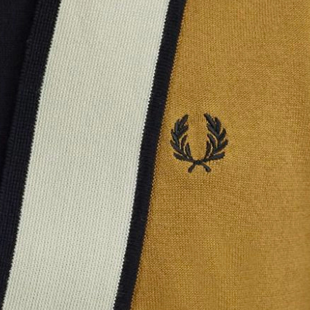 Fred Perry K7852 Knitted Crossover Shirt - Black and Oat