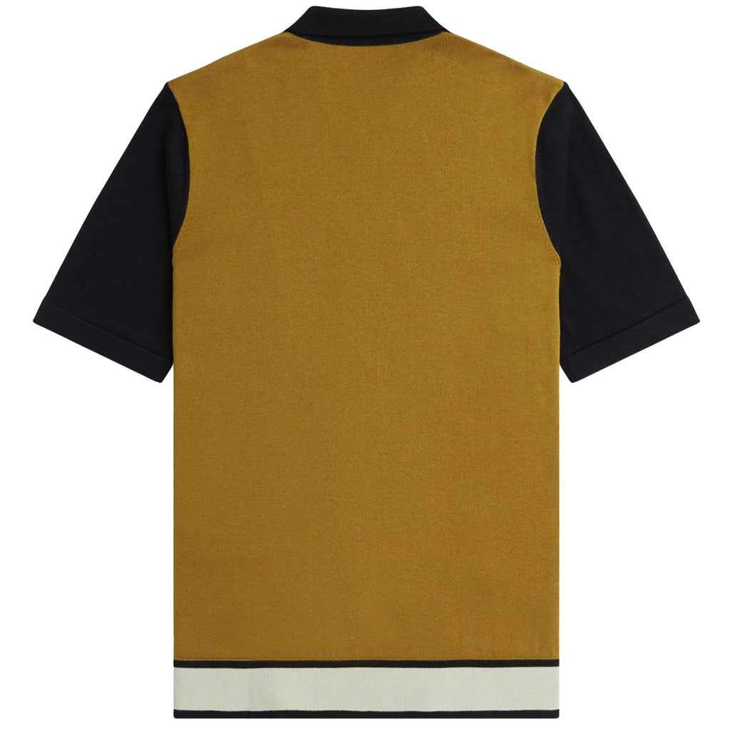 Fred Perry K7852 Knitted Crossover Shirt - Black and Oat