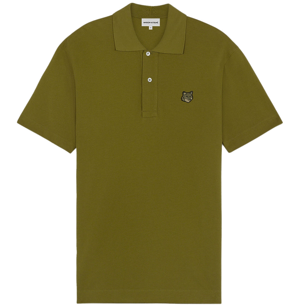 Maison Kitsune Bold Fox Head Patch Polo - Khaki