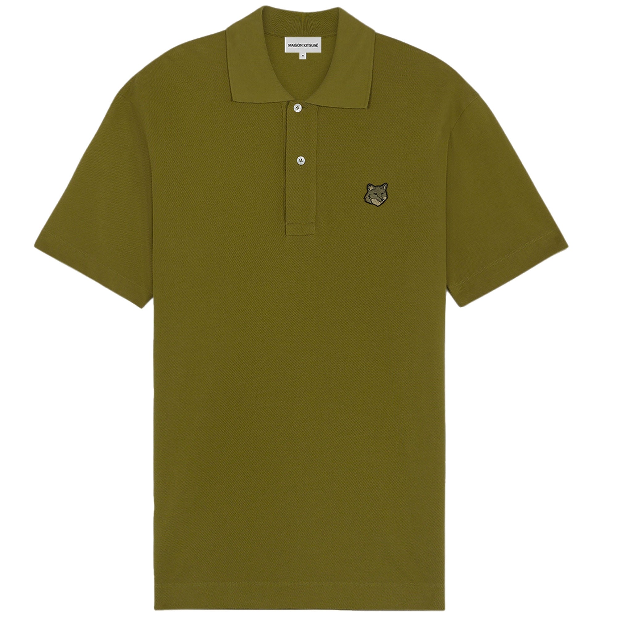 Maison Kitsune Bold Fox Head Patch Polo - Khaki