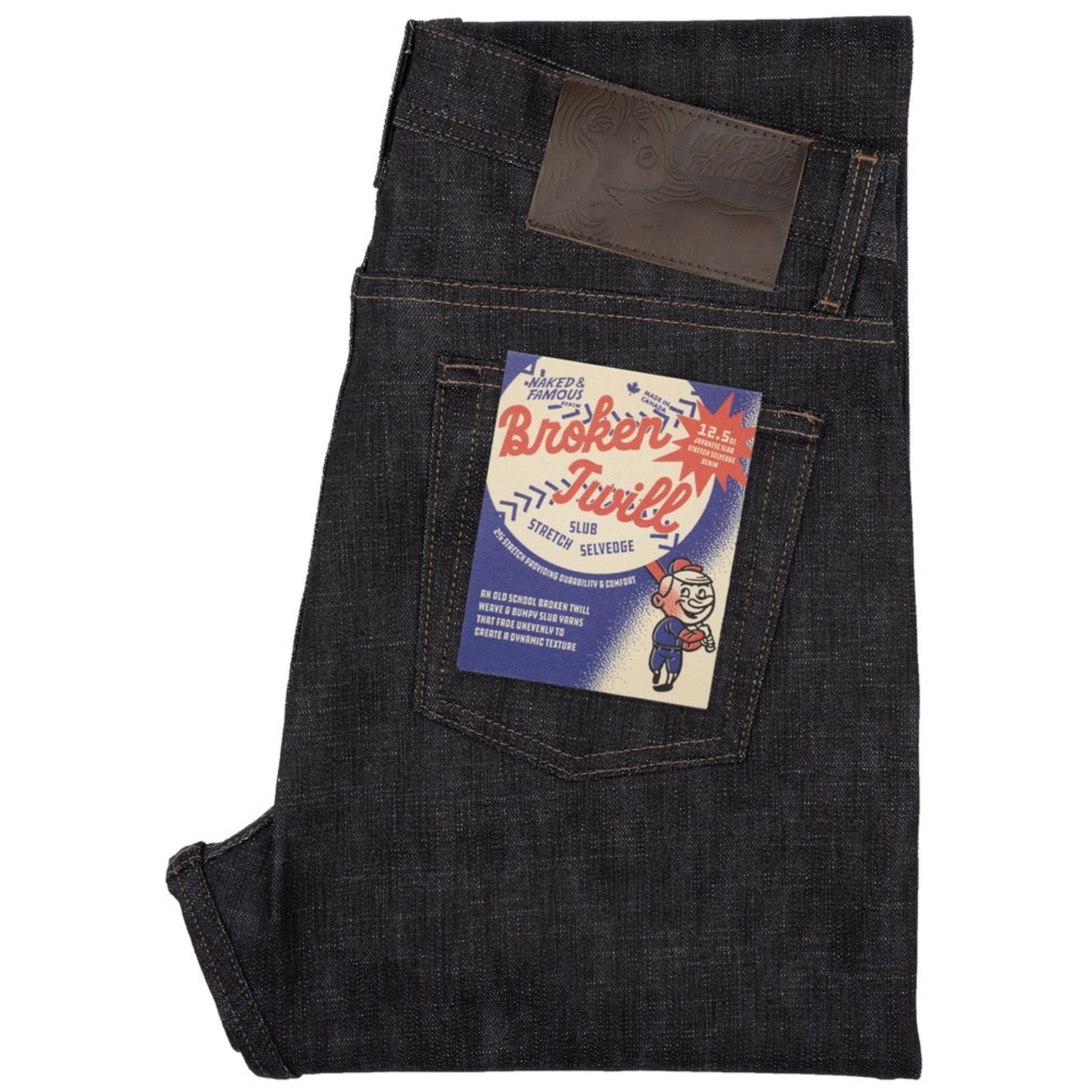 Naked and Famous Denim Weird Guy Broken Twill Slub Stretch Selvedge - Indigo