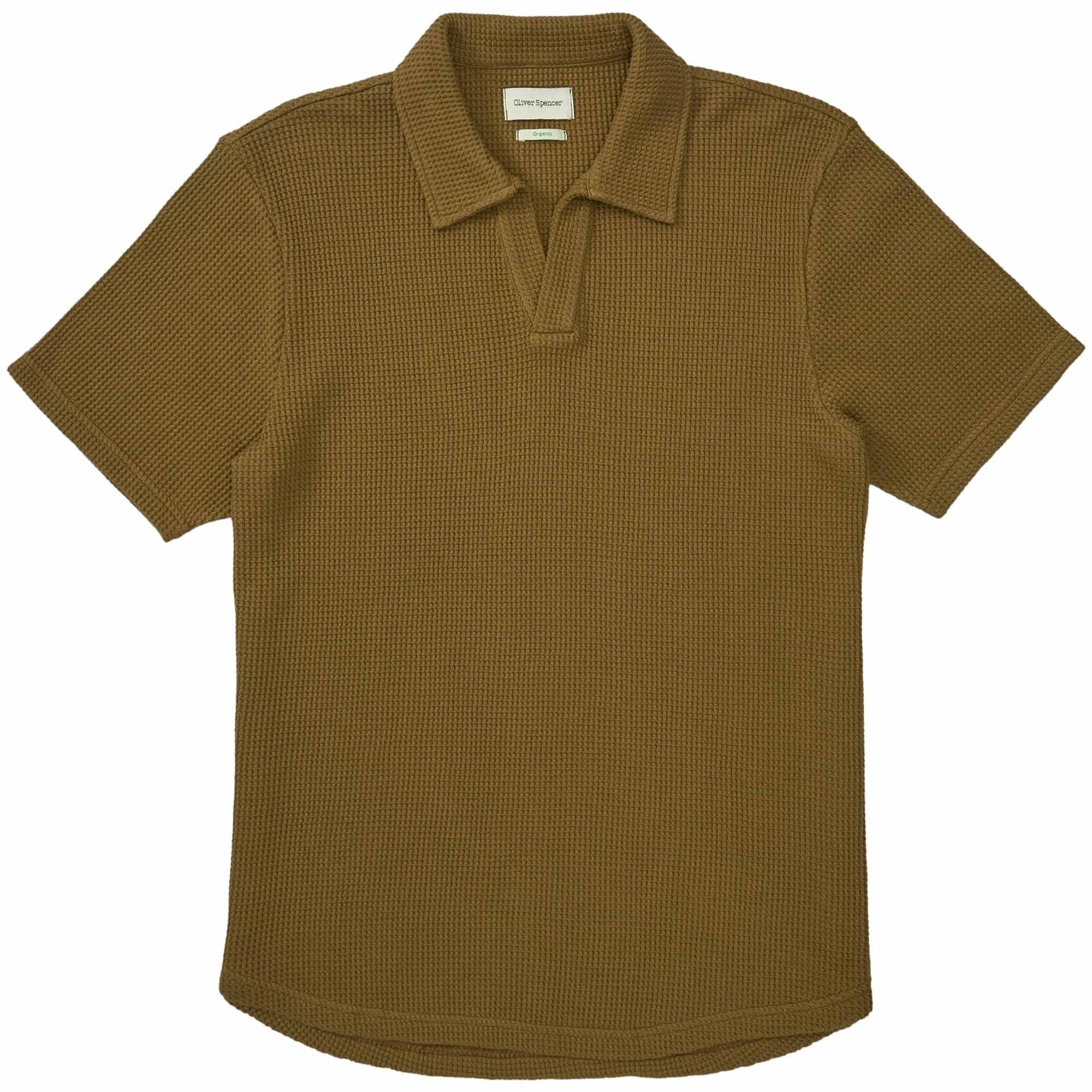 Oliver Spencer Austell Short Sleeve Polo Shirt - Barton Tobacco Brown