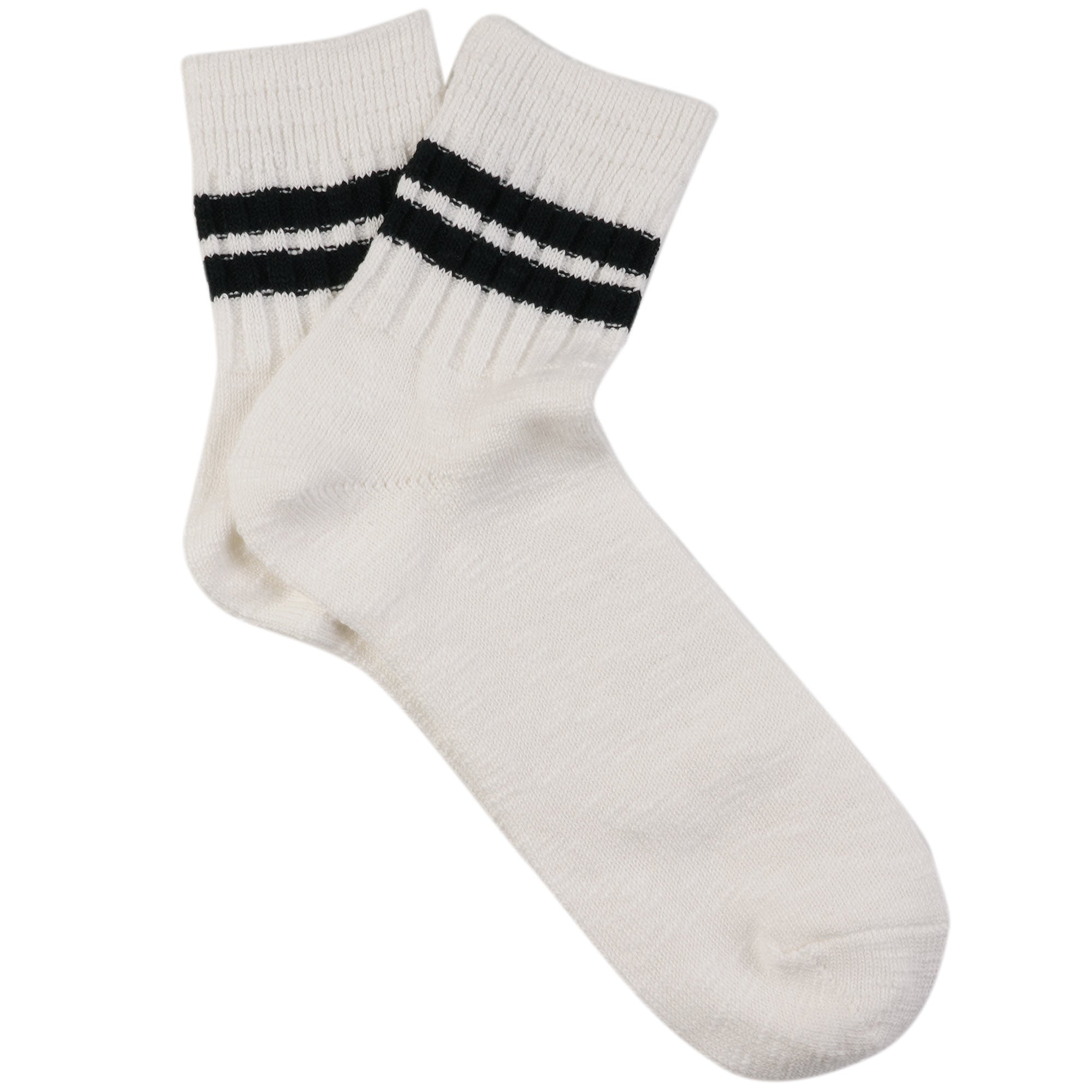 Slub Line Crew Socks - Black