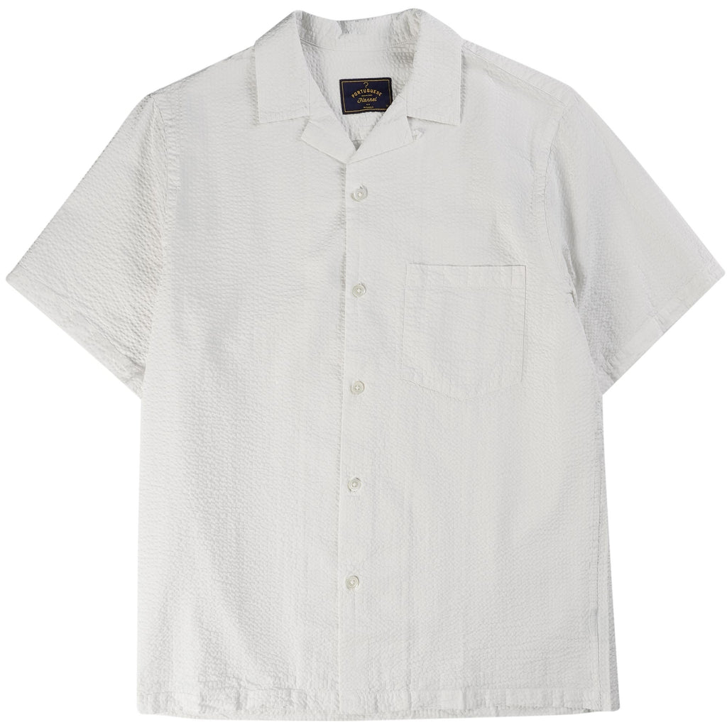 Portuguese Flannel Atlantico Seersucker Camp Collar Shirt - White