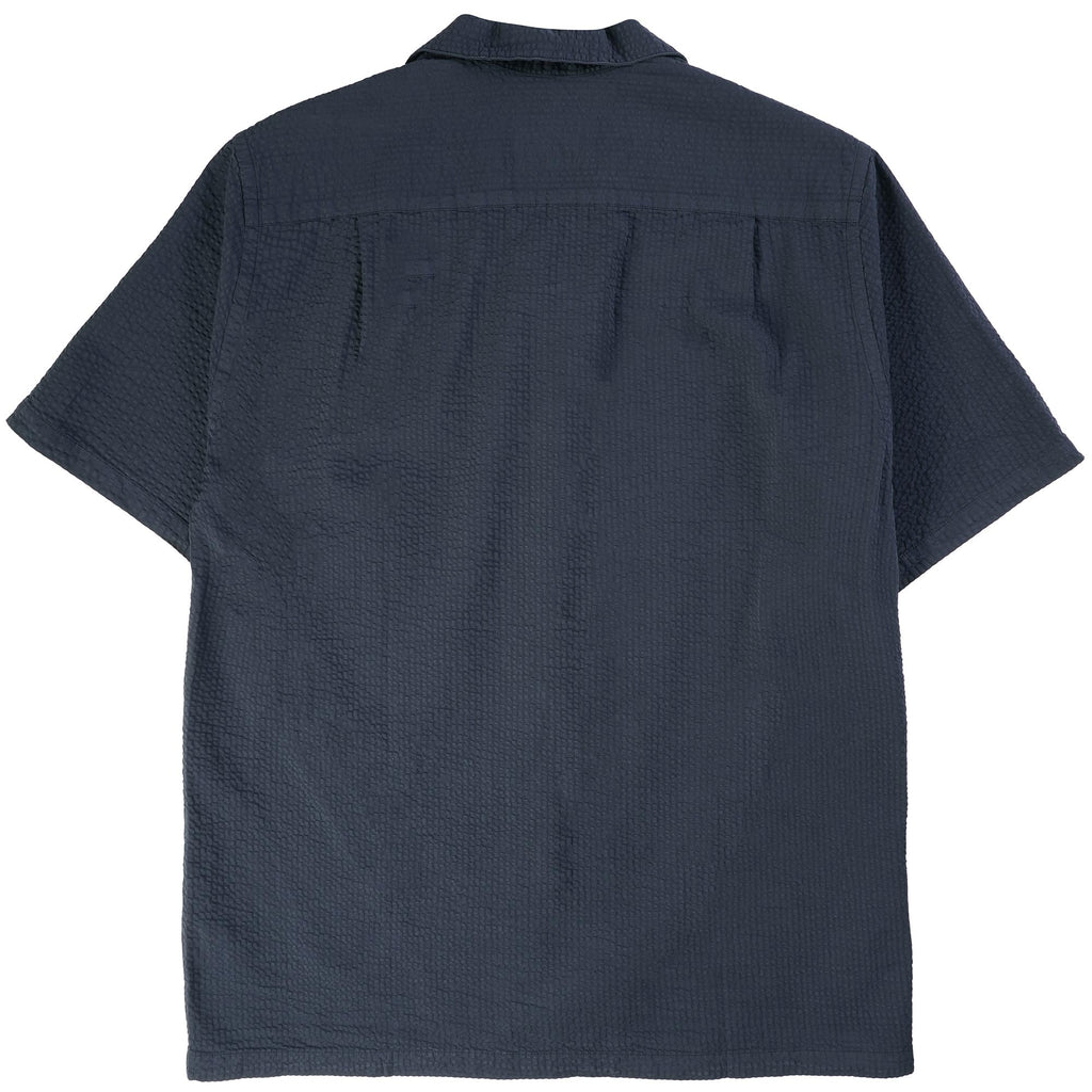 Portuguese Flannel Atlantico Seersucker Camp Collar Shirt - Navy