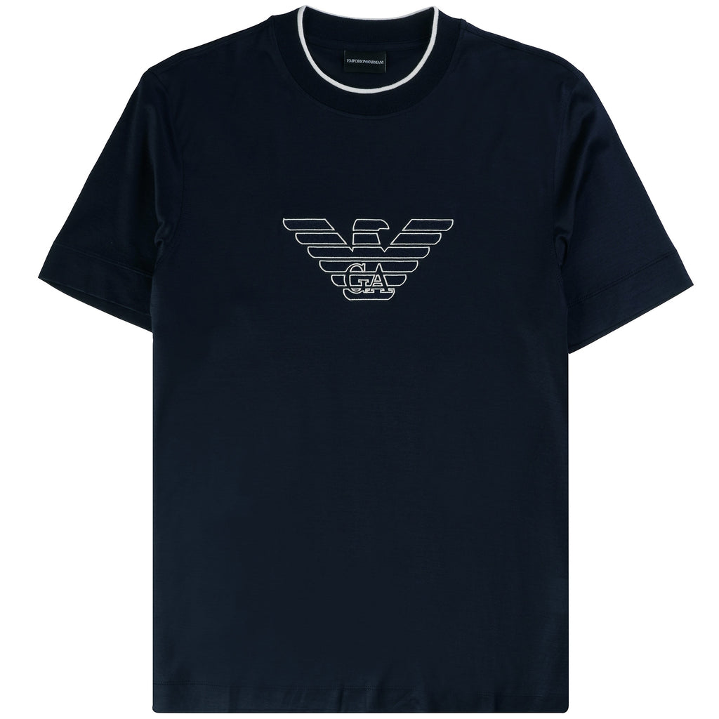 Logo-Flocked Jersey T-Shirt - Navy