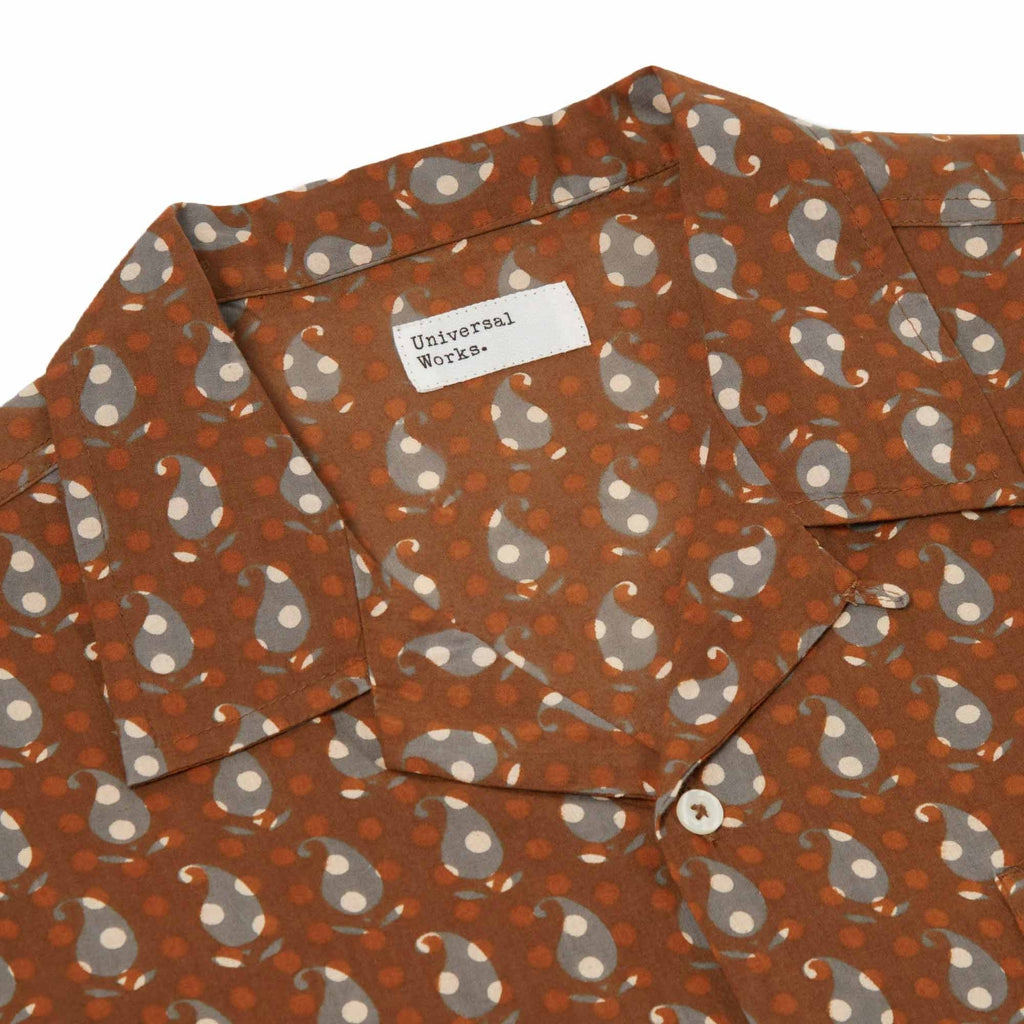 Universal Works Road Shirt Paisley Block Print - Brown