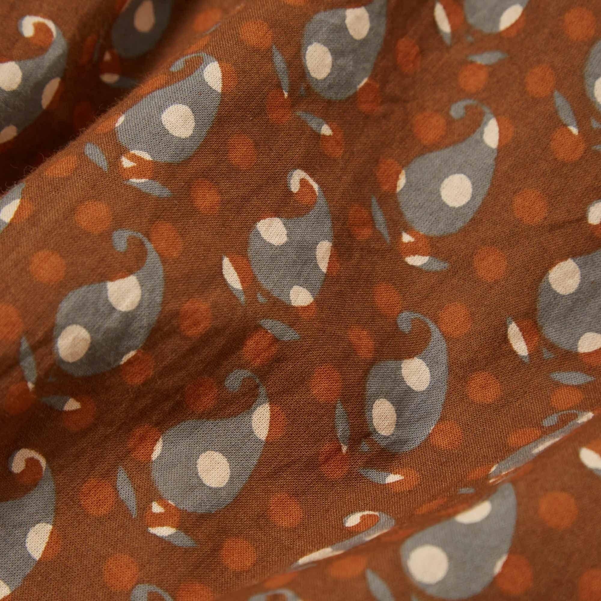 Universal Works Road Shirt Paisley Block Print - Brown