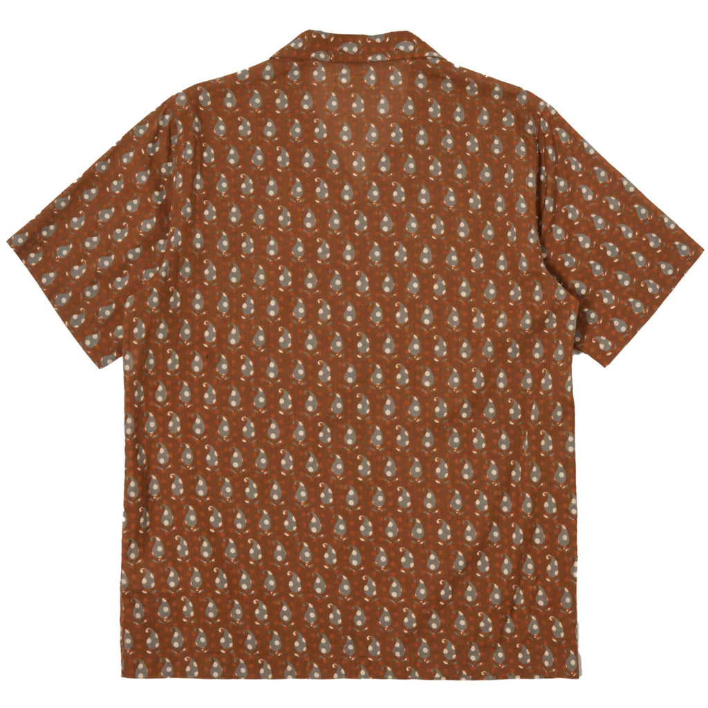 Universal Works Road Shirt Paisley Block Print - Brown
