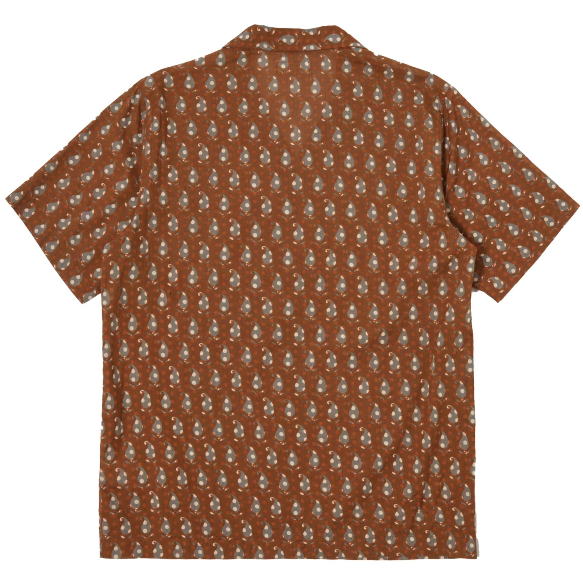 Universal Works Road Shirt Paisley Block Print - Brown