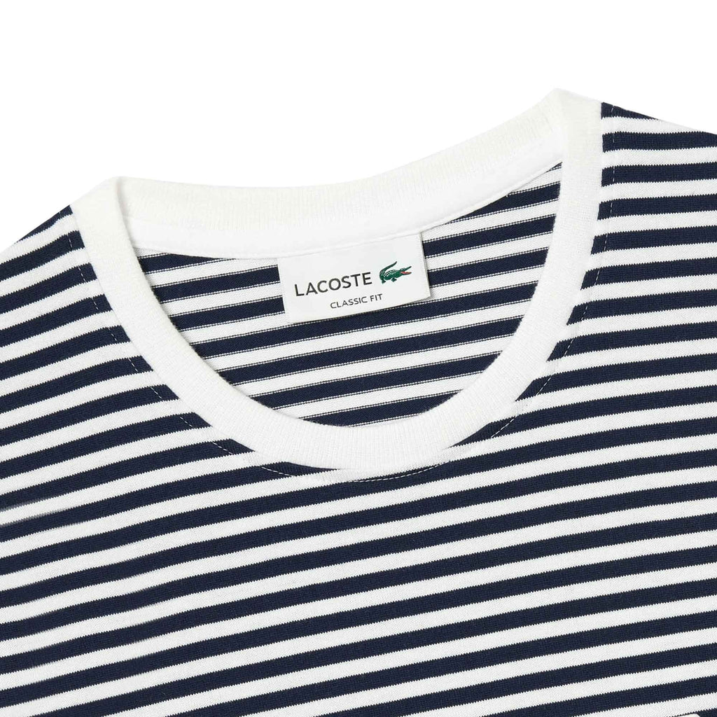 Lacoste Heavy Cotton Striped T-Shirt - White and Navy