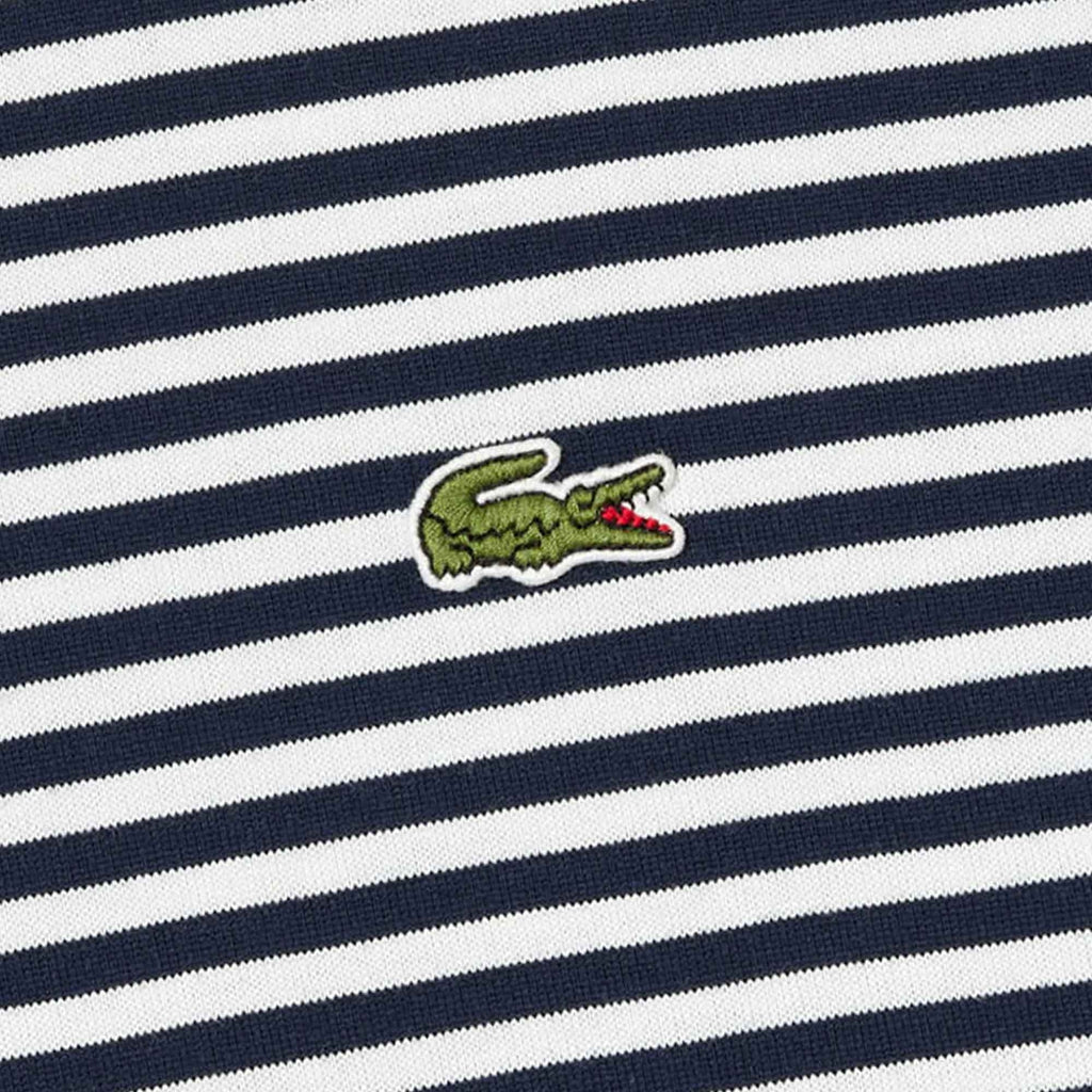Lacoste Heavy Cotton Striped T-Shirt - White and Navy