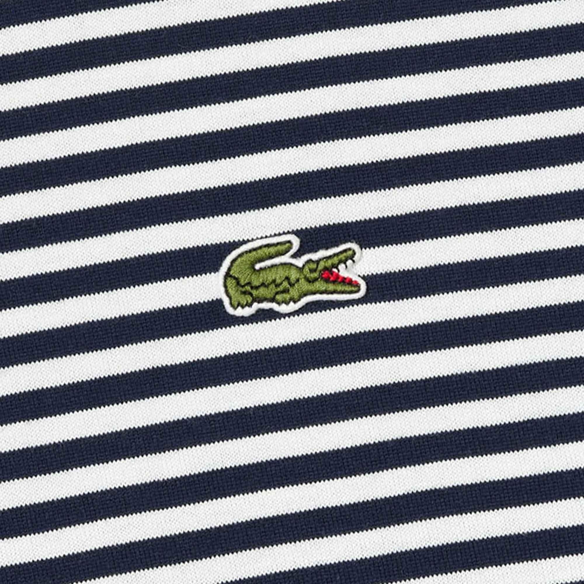 Lacoste Heavy Cotton Striped T-Shirt - White and Navy