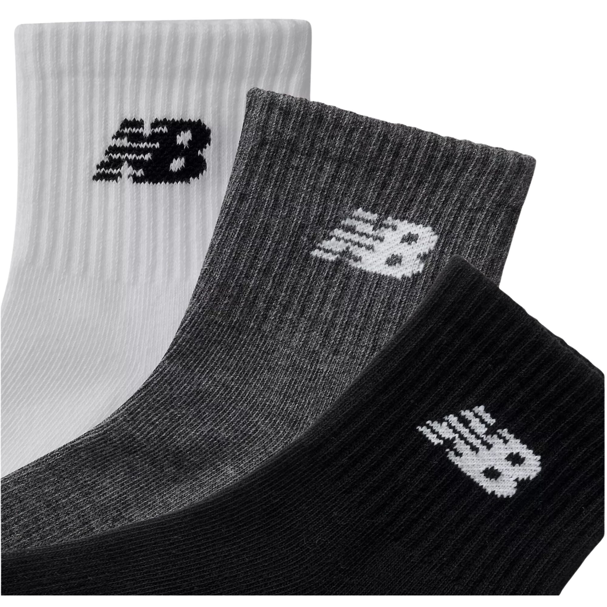 New Balance 3 Pack Everyday Ankle Socks - Grey, White and Black