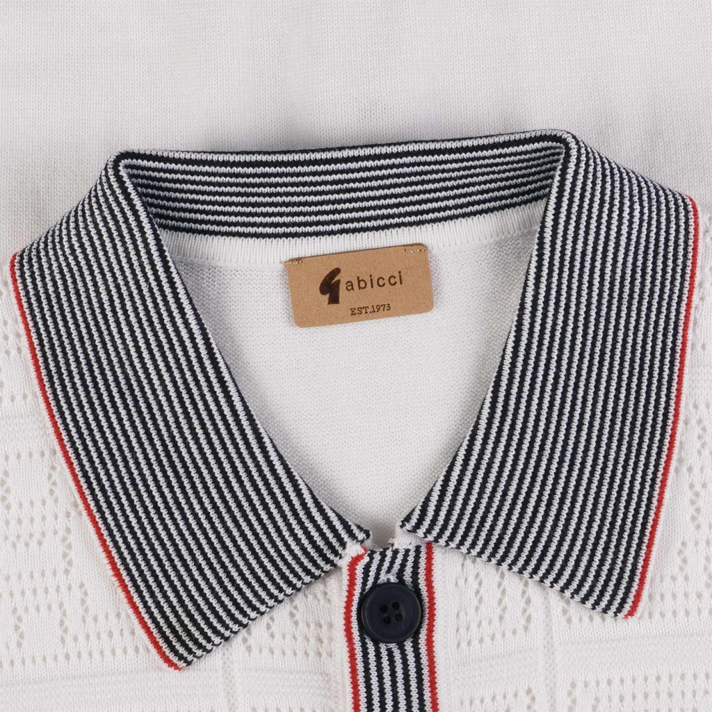 Gabicci Vintage Soul Button Through Polo Shirt - White