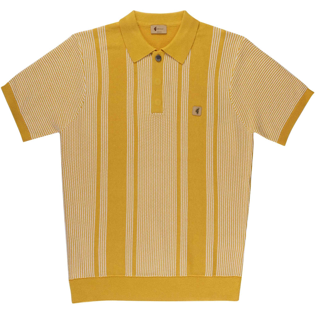 Gabicci Vintage Dante Knitted Polo Shirt - Sunbeam