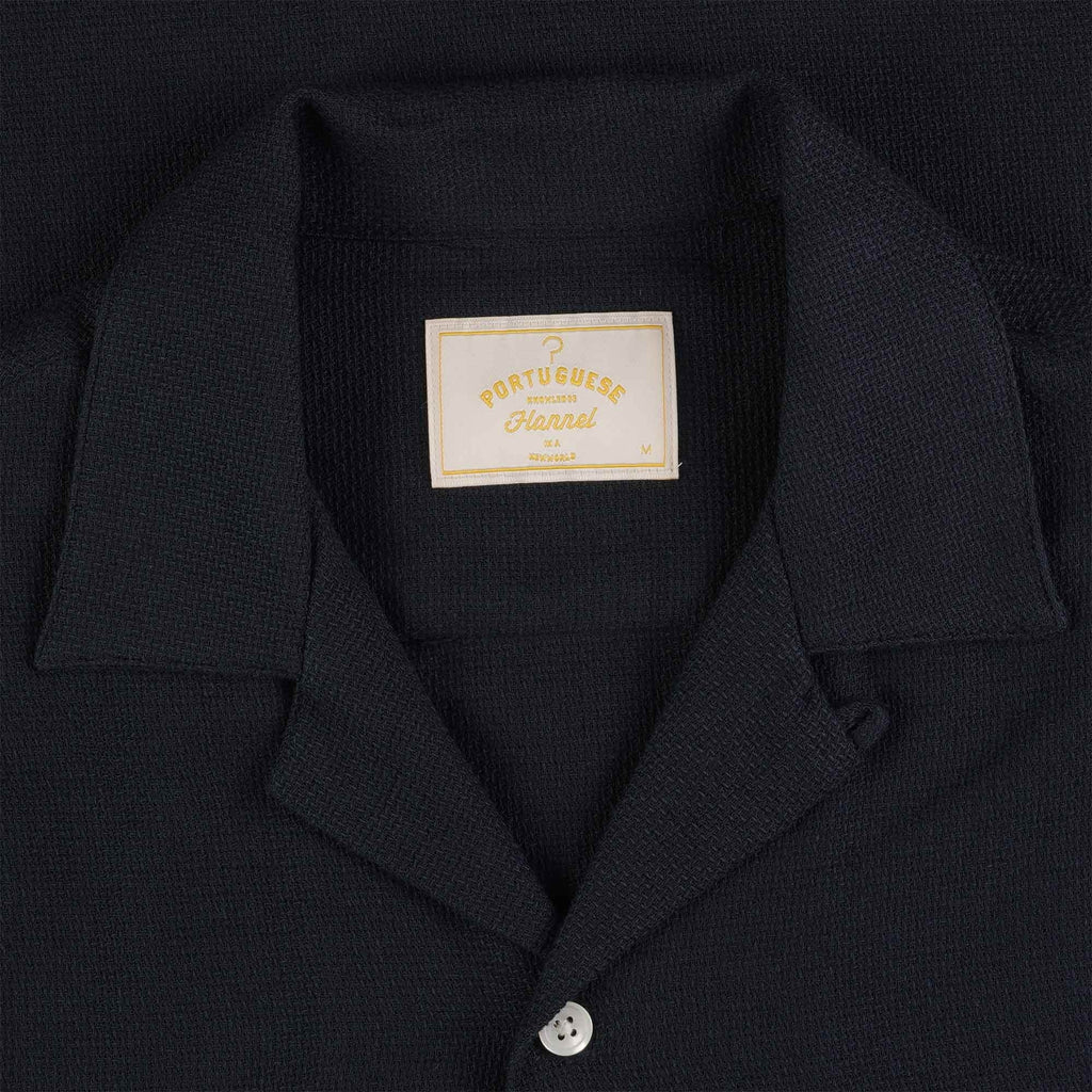 Portuguese Flannel Pique Embroidered Shirt - Navy