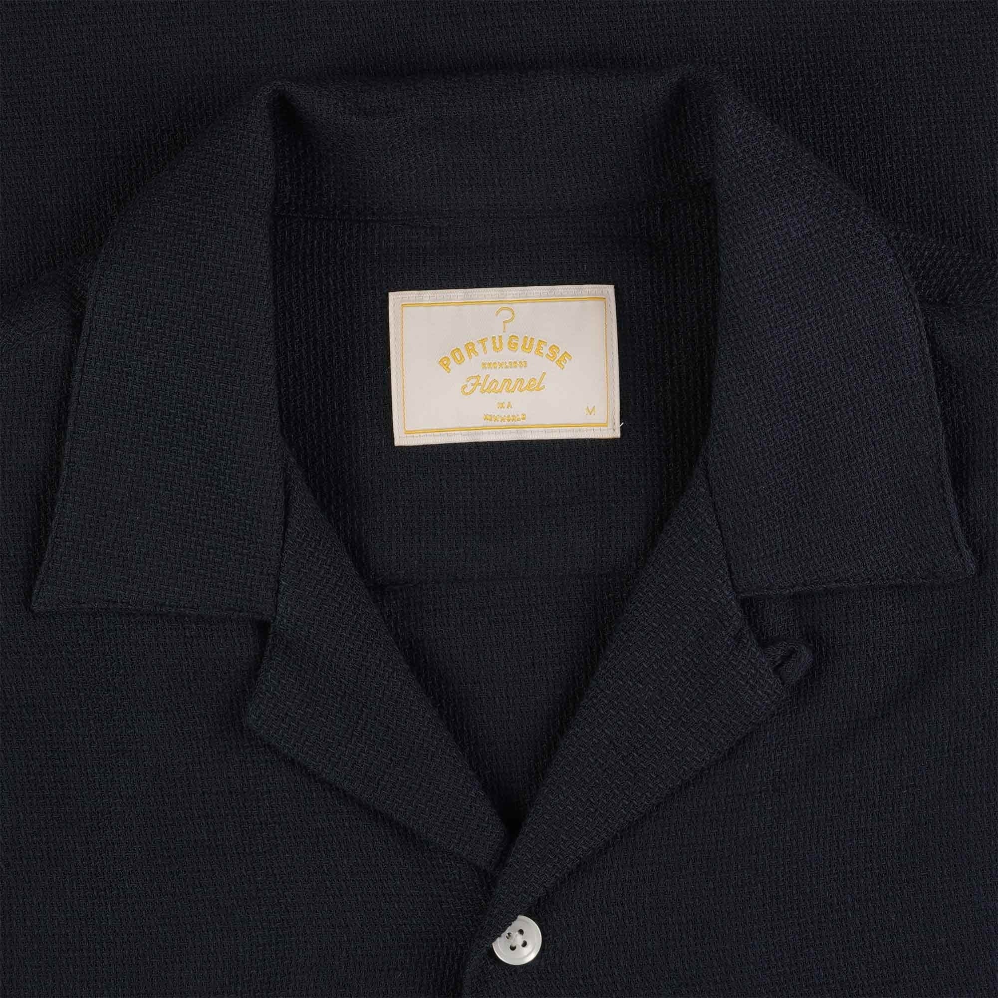 Portuguese Flannel Pique Embroidered Shirt - Navy