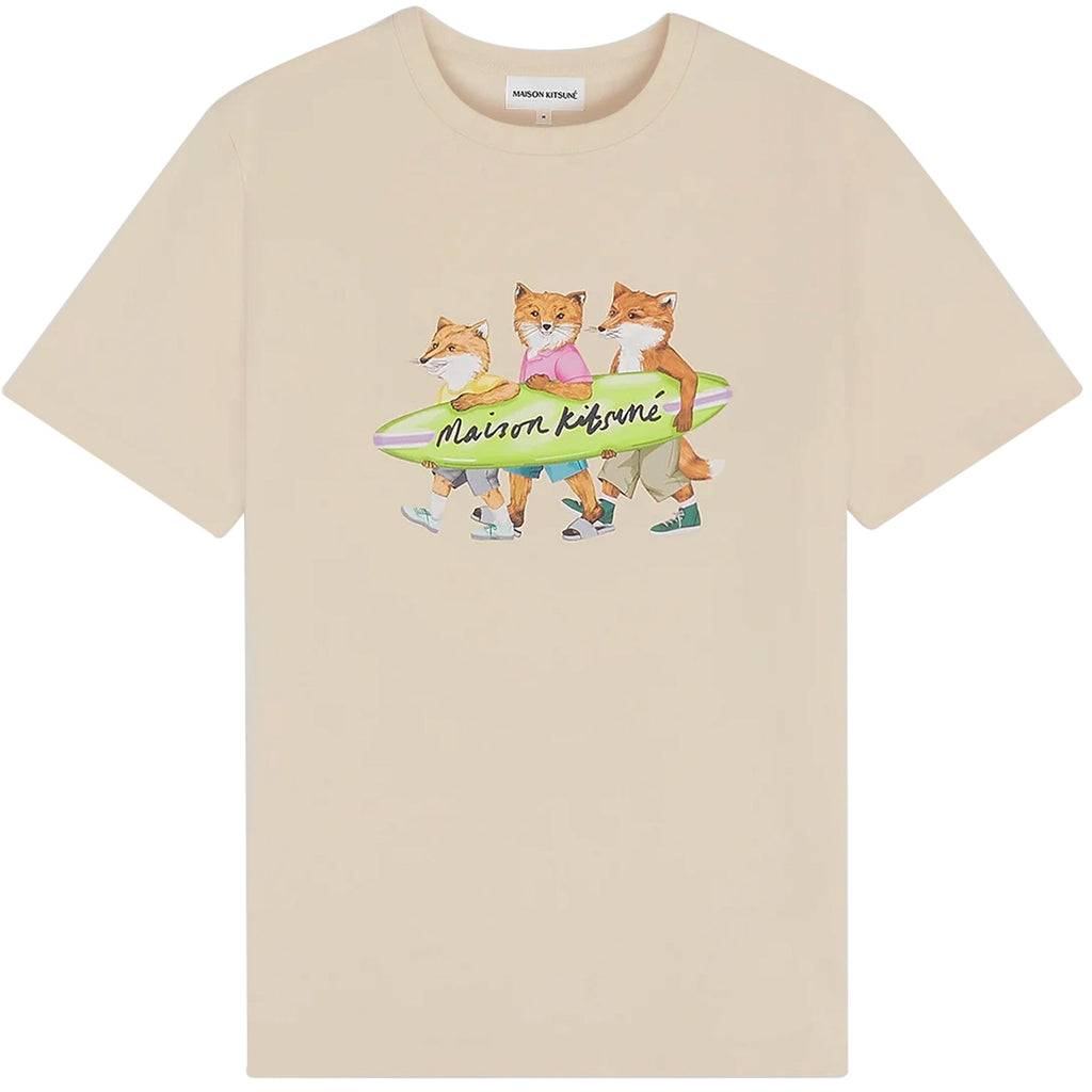 Maison Kitsune Surfing Foxes Comfort T-Shirt - Paper