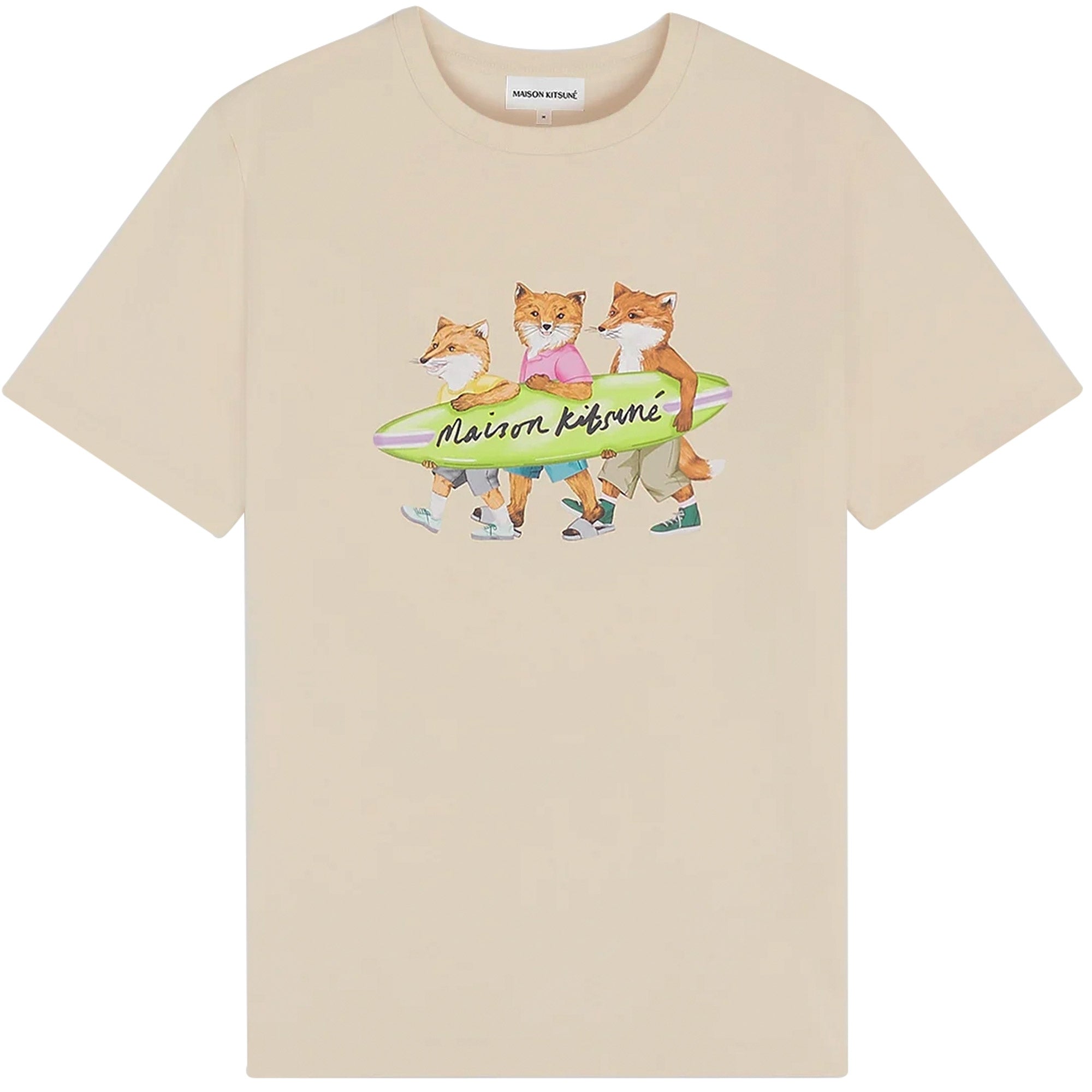 Maison Kitsune Surfing Foxes Comfort T-Shirt - Paper
