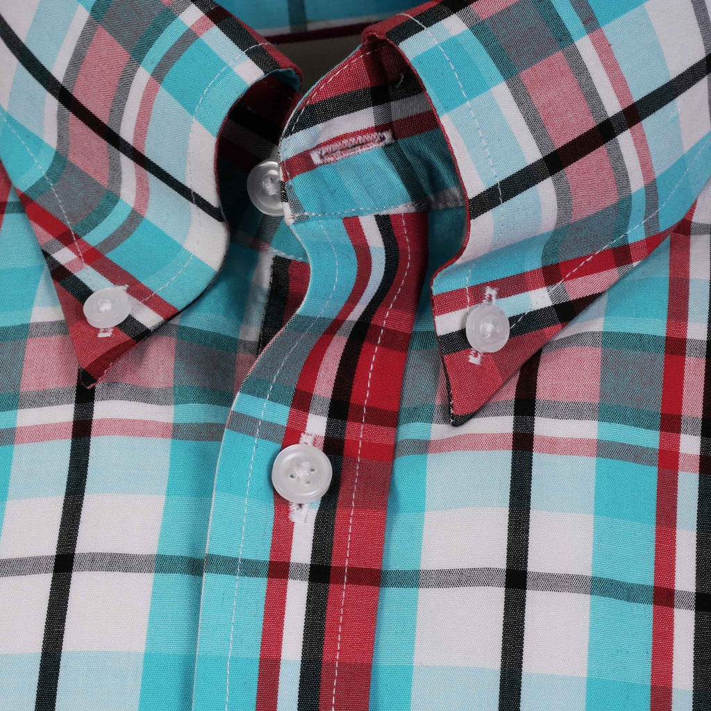 Real Hoxton Checked Short Sleeve Shirt - Sky