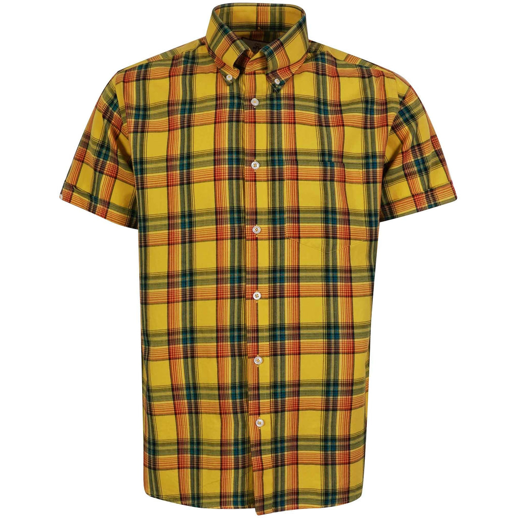 Real Hoxton Checked Short Sleeve Shirt - Pineapple