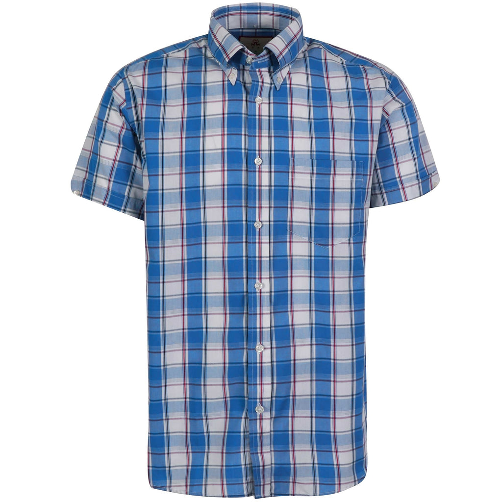 Real Hoxton Checked Short Sleeve Shirt - Royal Blue