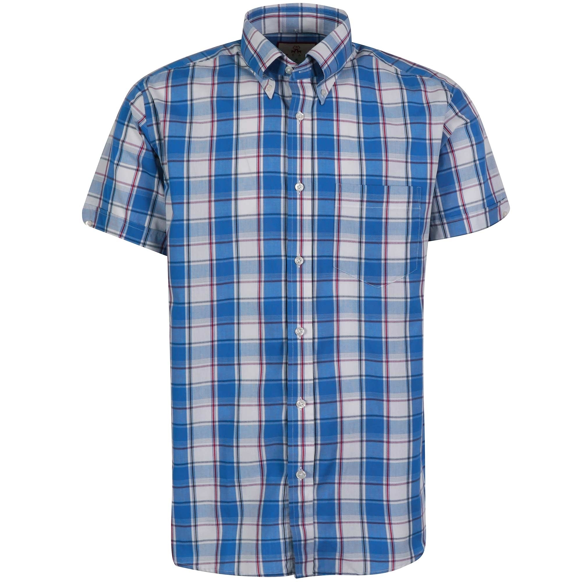 Real Hoxton Checked Short Sleeve Shirt - Royal Blue
