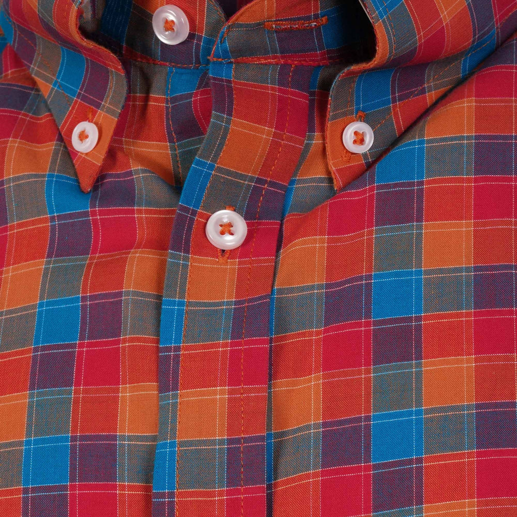 Real Hoxton Checked Short Sleeve Shirt - Shade Orange