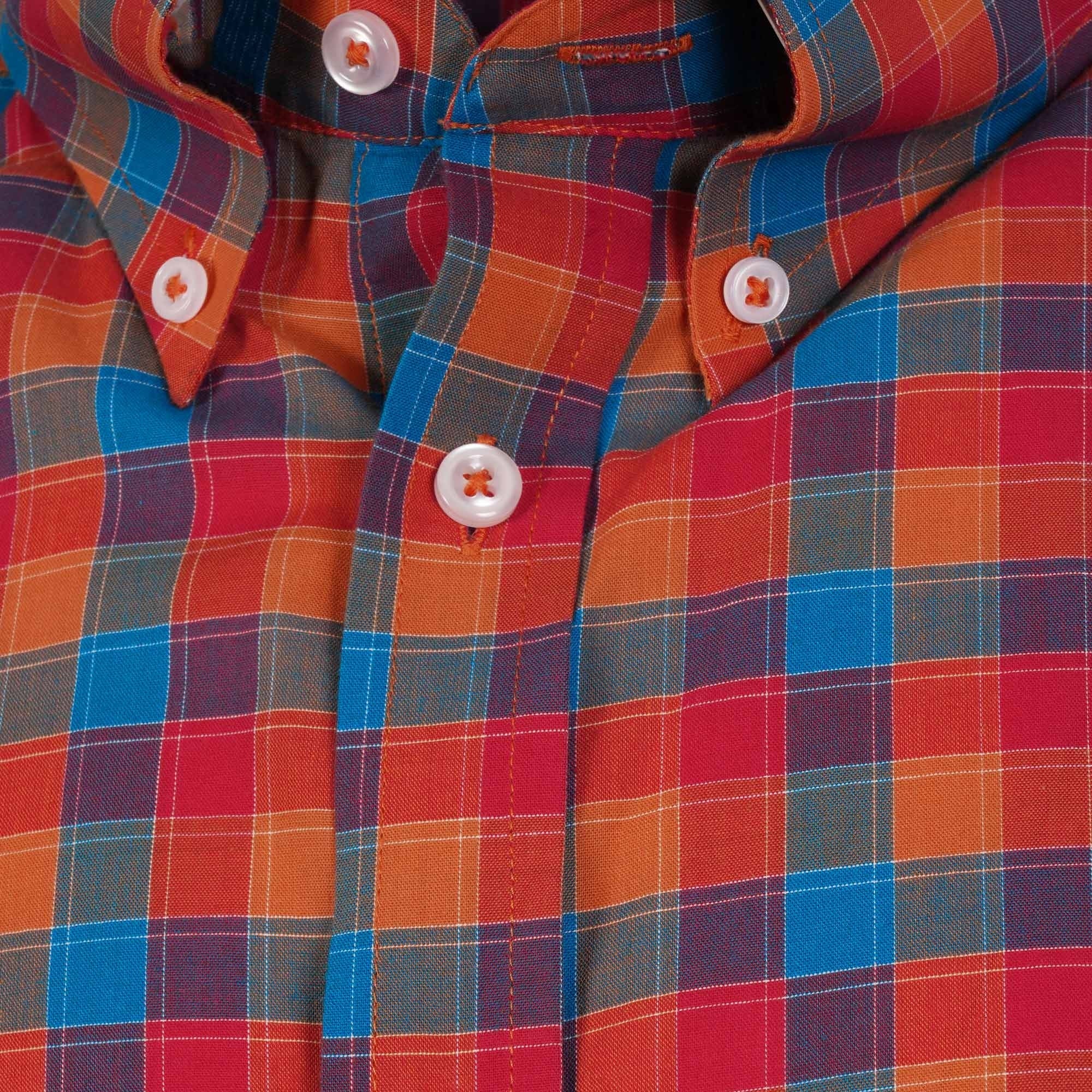 Real Hoxton Checked Short Sleeve Shirt - Shade Orange