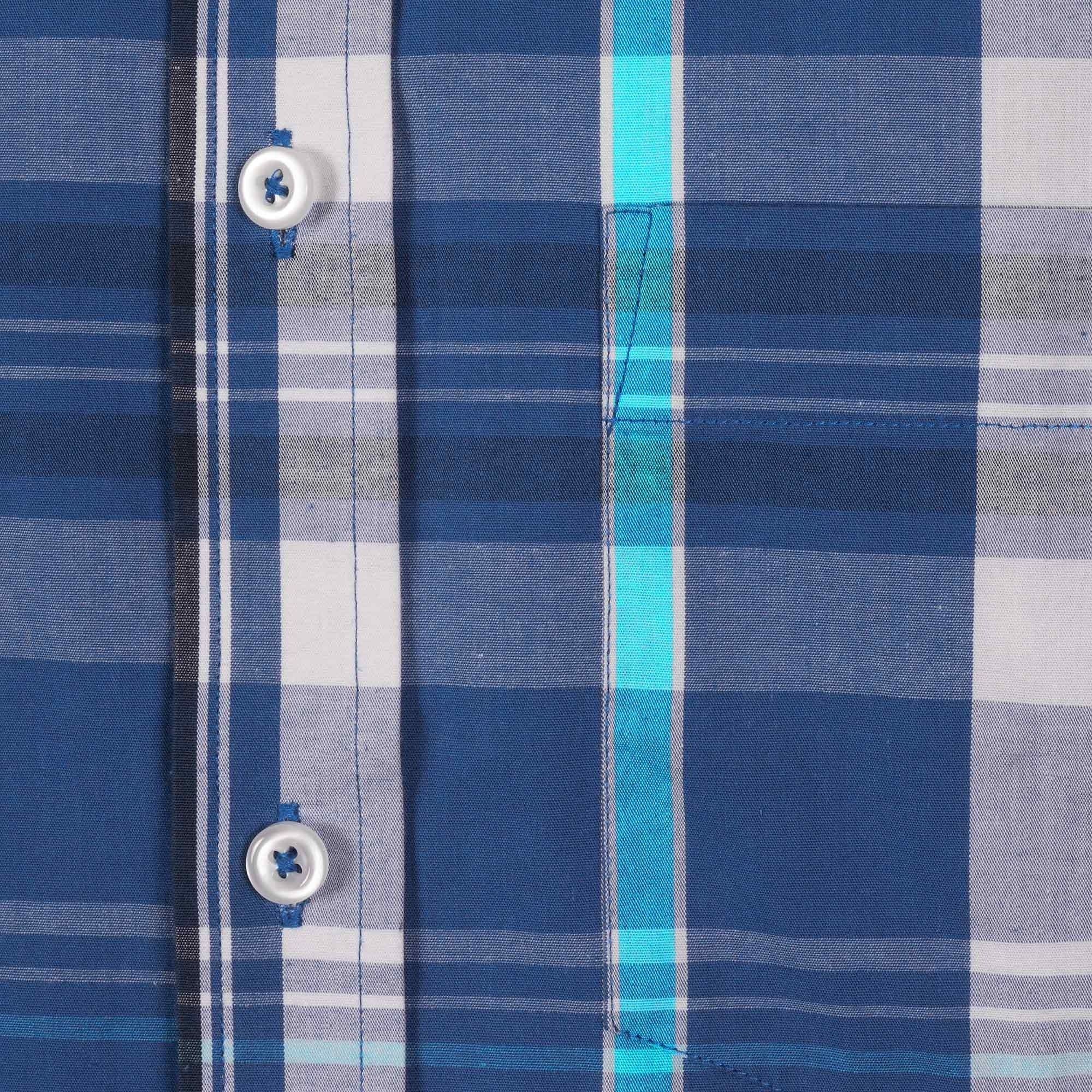 Real Hoxton Checked Short Sleeve Shirt - Cobalt Blue