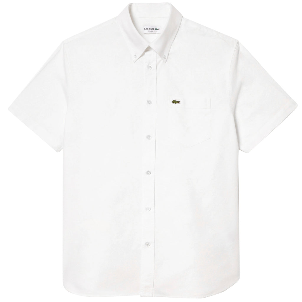 Lacoste Regular Fit Short Sleeved Oxford Shirt - White