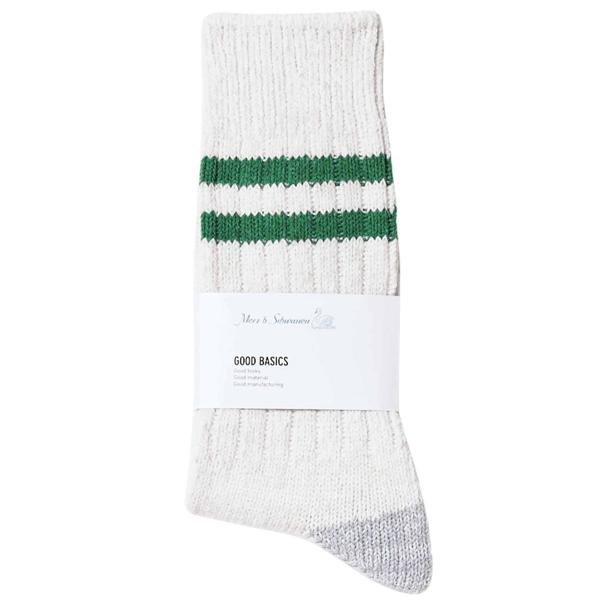 Merz b Schwanen Good Basics Socks - White and Grass