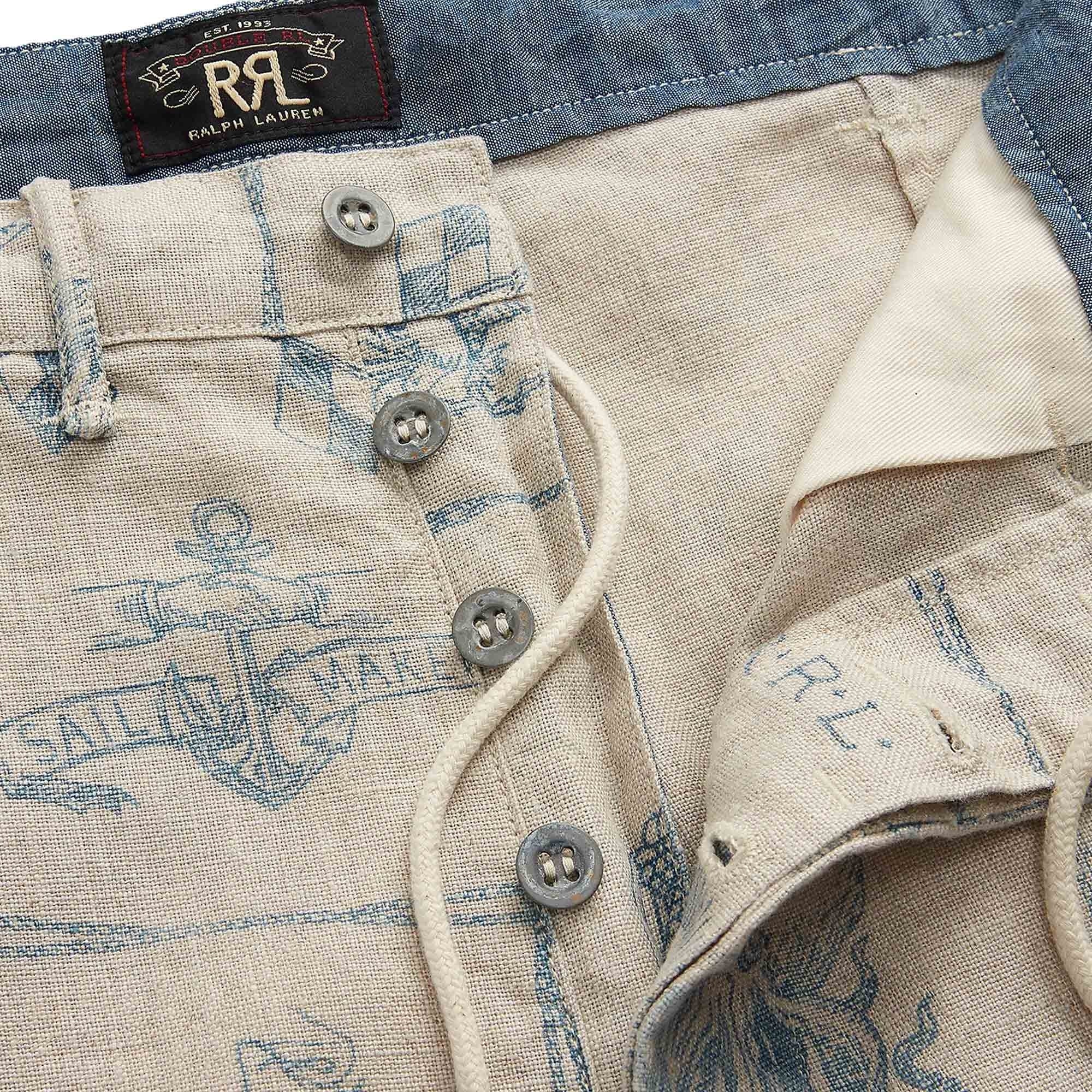 RRL by Ralph Lauren Print Indigo Linen Shorts - Sand