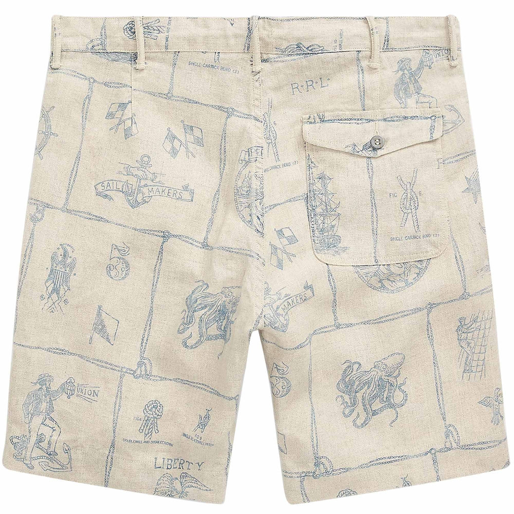RRL by Ralph Lauren Print Indigo Linen Shorts - Sand