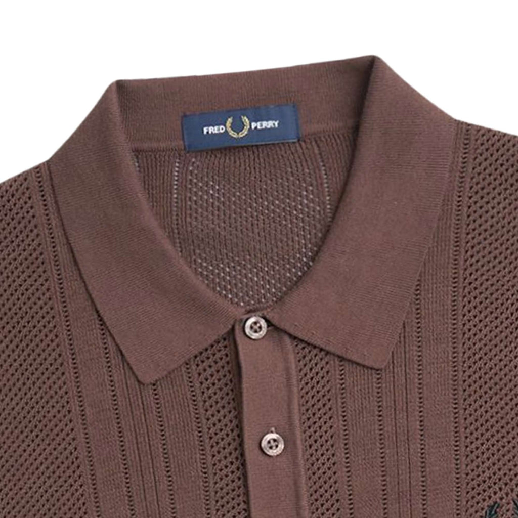 Fred Perry Crochet Knit Shirt - Carrington Brick Red