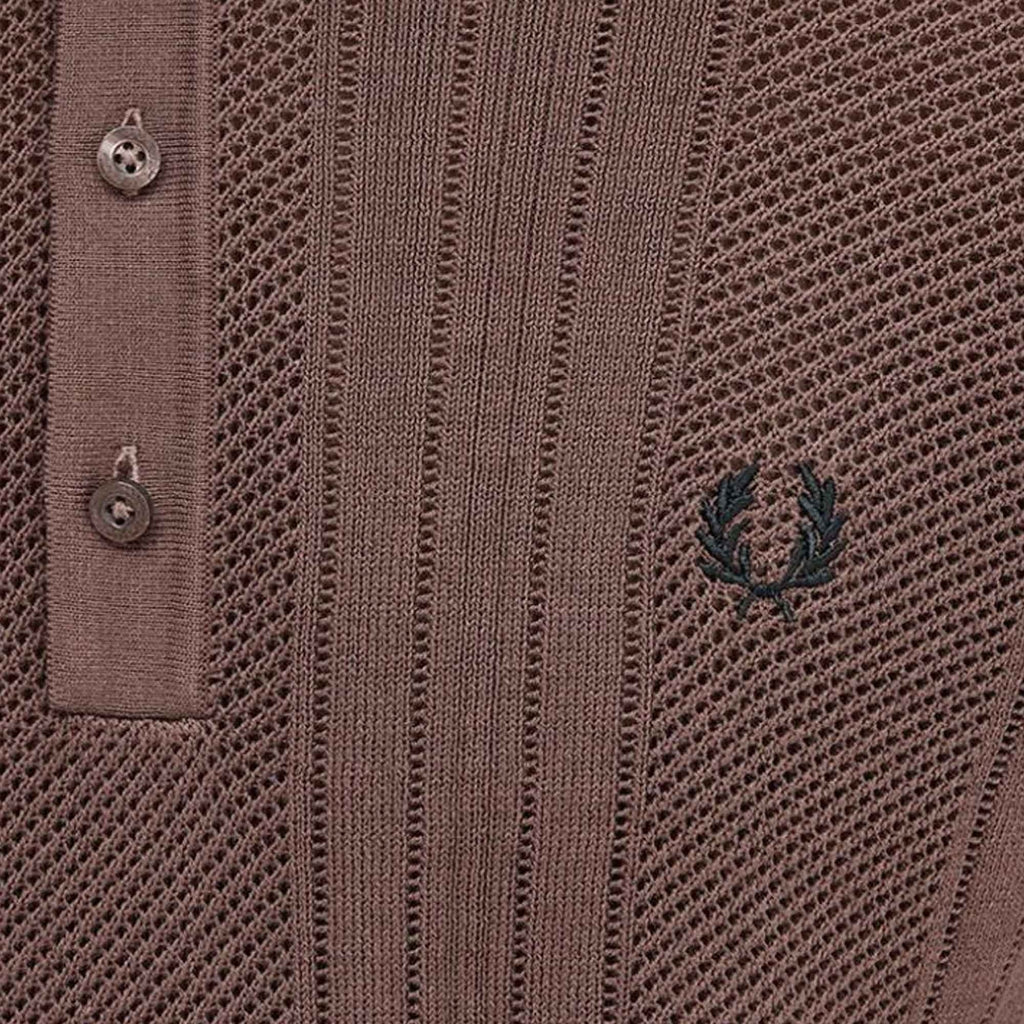 Fred Perry Crochet Knit Shirt - Carrington Brick Red