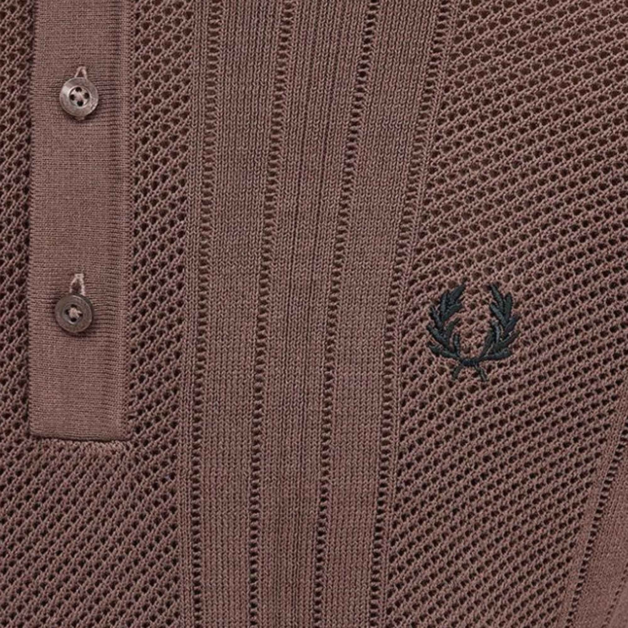 Fred Perry Crochet Knit Shirt - Carrington Brick Red