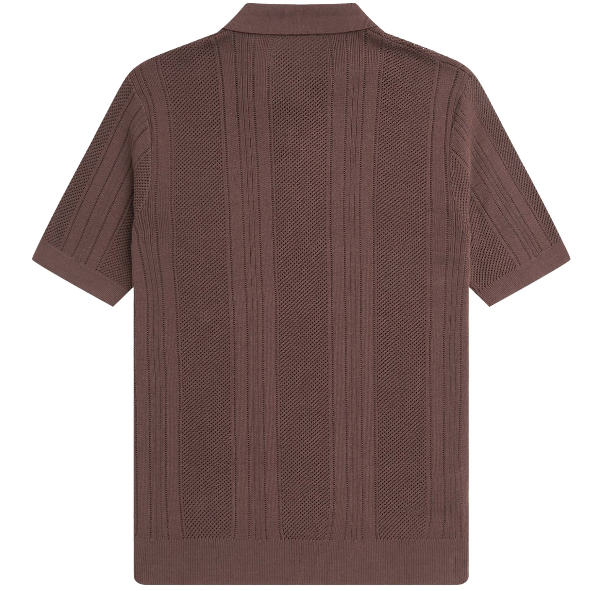 Fred Perry Crochet Knit Shirt - Carrington Brick Red