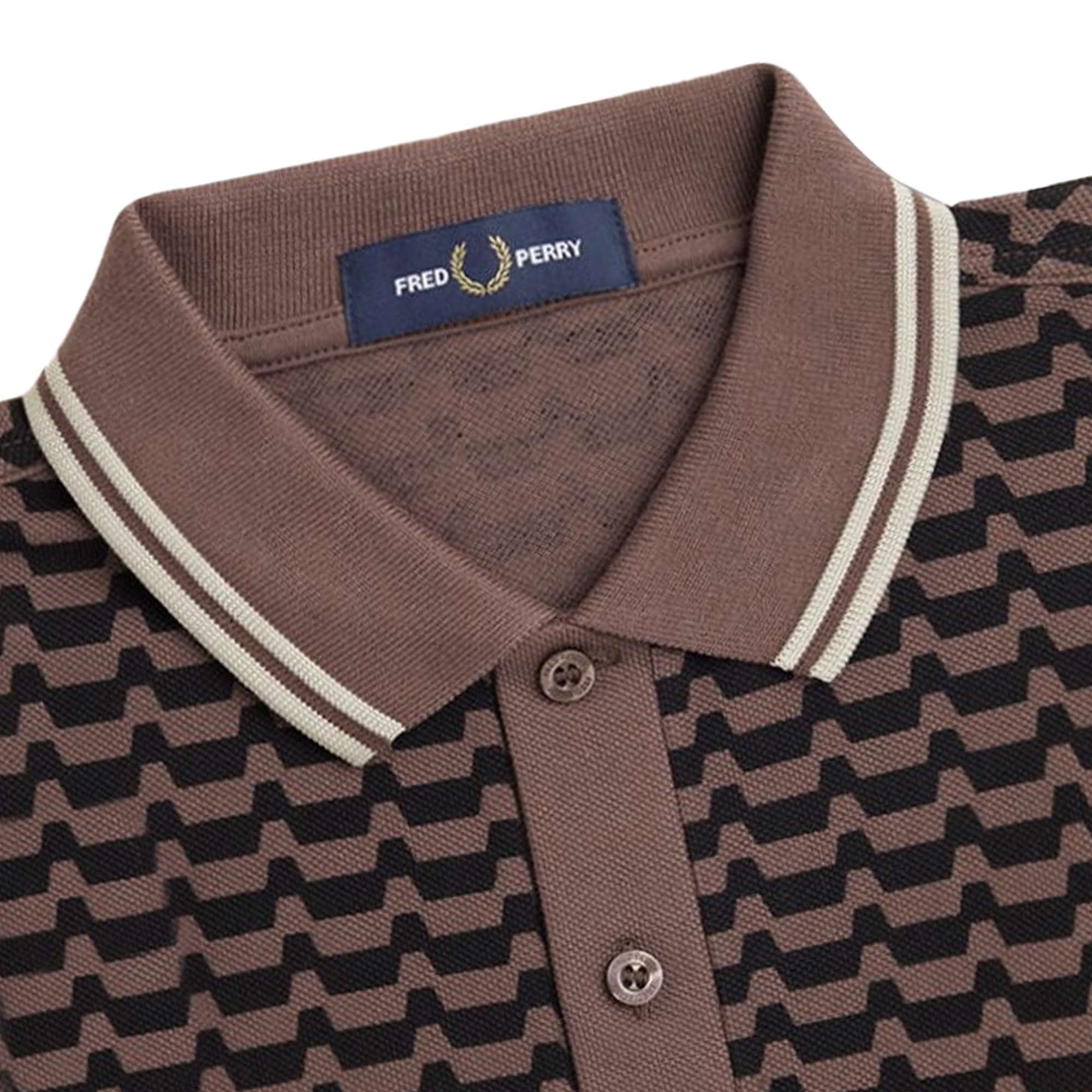 Fred Perry Abstract Graphic Polo Shirt - Carrington Brick Red