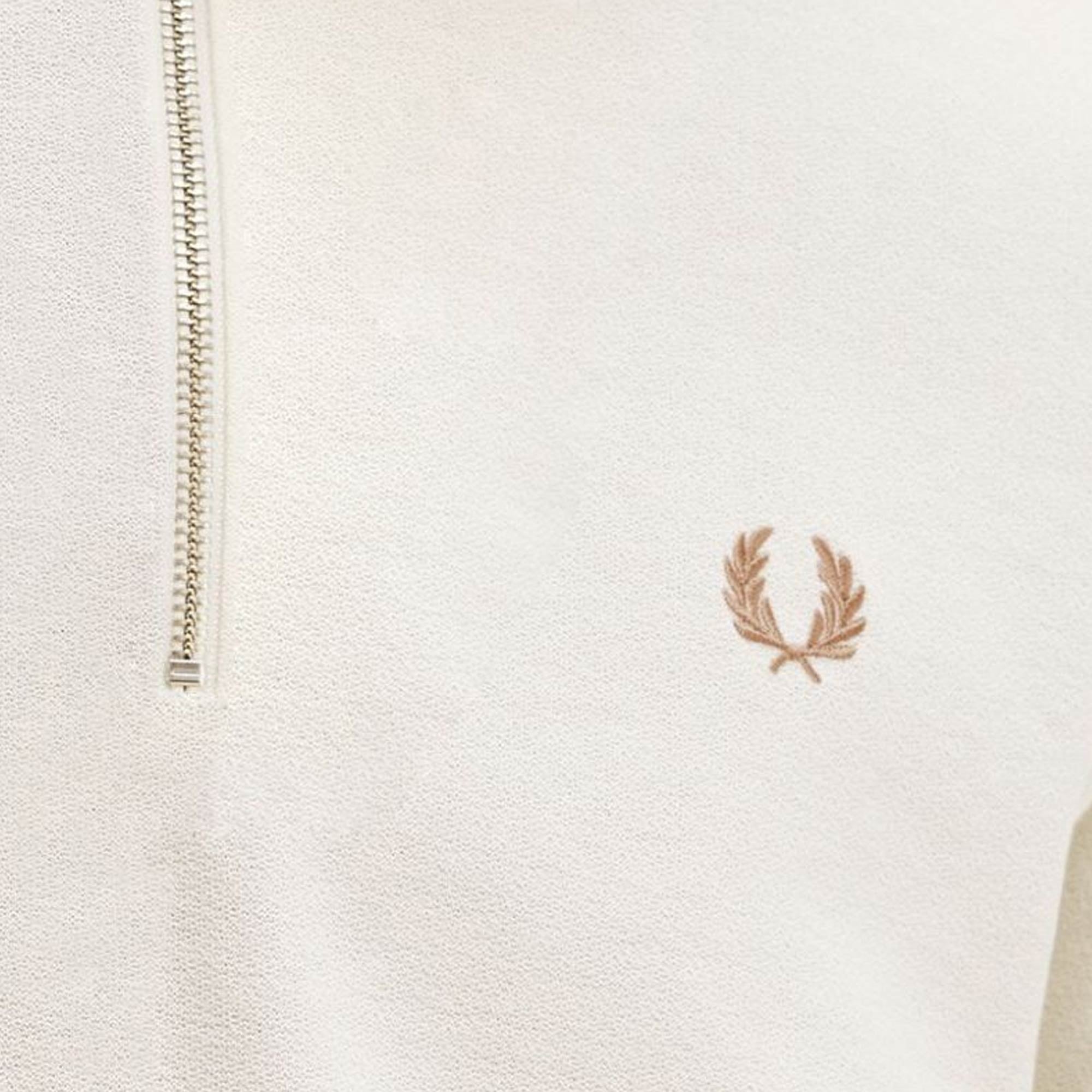 Fred Perry Crepe Piqu Zip Neck Polo Shirt - Ecru