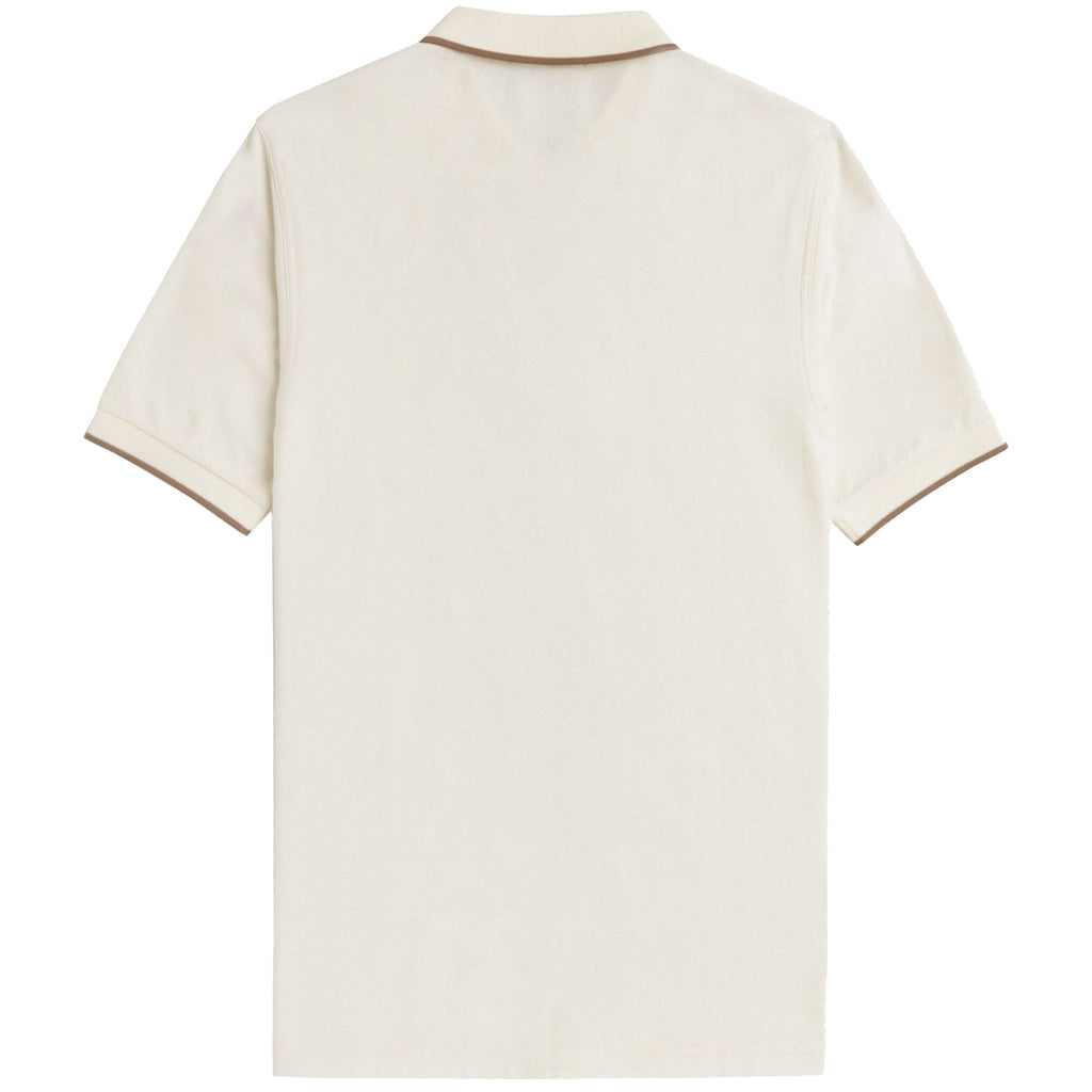 Fred Perry Crepe Piqu Zip Neck Polo Shirt - Ecru